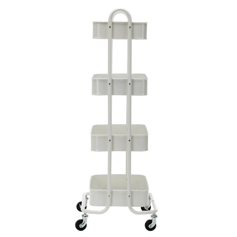 Carrello a rotelle in metallo a 4 ripiani – Bianco/Rosa/Nero/Rosso/Beige/Blu/Grigio, 1 utente