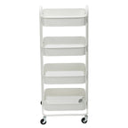 Carrello a rotelle in metallo a 4 ripiani – Bianco/Rosa/Nero/Rosso/Beige/Blu/Grigio, 1 utente