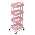 Carrello a rotelle in metallo a 4 ripiani – Bianco/Rosa/Nero/Rosso/Beige/Blu/Grigio, 1 utente