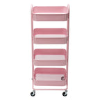 Carrello a rotelle in metallo a 4 ripiani – Bianco/Rosa/Nero/Rosso/Beige/Blu/Grigio, 1 utente