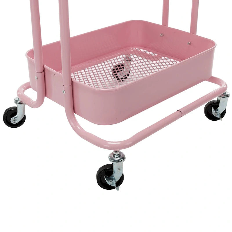 Carrello a rotelle in metallo a 4 ripiani – Bianco/Rosa/Nero/Rosso/Beige/Blu/Grigio, 1 utente