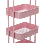 Carrello a rotelle in metallo a 4 ripiani – Bianco/Rosa/Nero/Rosso/Beige/Blu/Grigio, 1 utente
