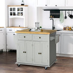 Carrello da cucina con isola su ruote in rovere marrone/grigio/bianco/nero con portapipe