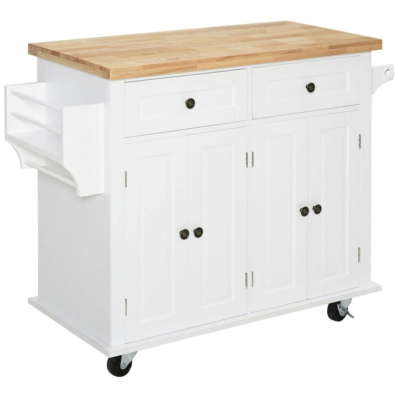Carrello da cucina con isola su ruote in rovere marrone/grigio/bianco/nero con portapipe