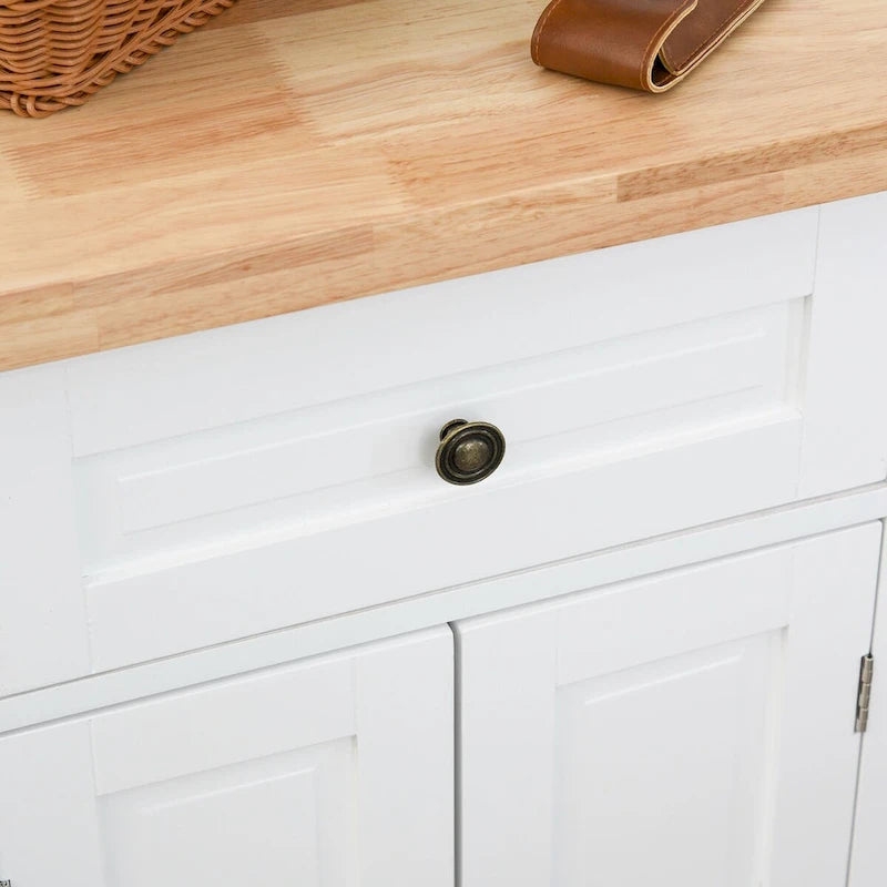 Carrello da cucina con isola su ruote in rovere marrone/grigio/bianco/nero con portapipe