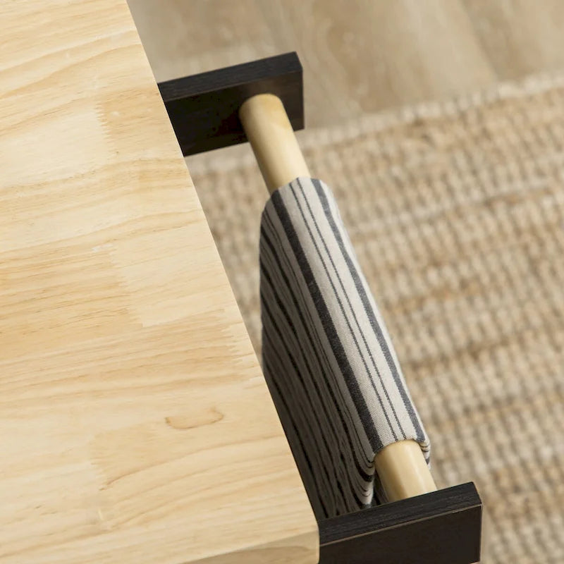 Carrello da cucina con isola su ruote in rovere marrone/grigio/bianco/nero con portapipe