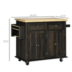 Carrello da cucina con isola su ruote in rovere marrone/grigio/bianco/nero con portapipe