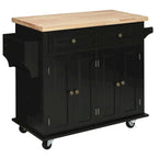 Carrello da cucina con isola su ruote in rovere marrone/grigio/bianco/nero con portapipe