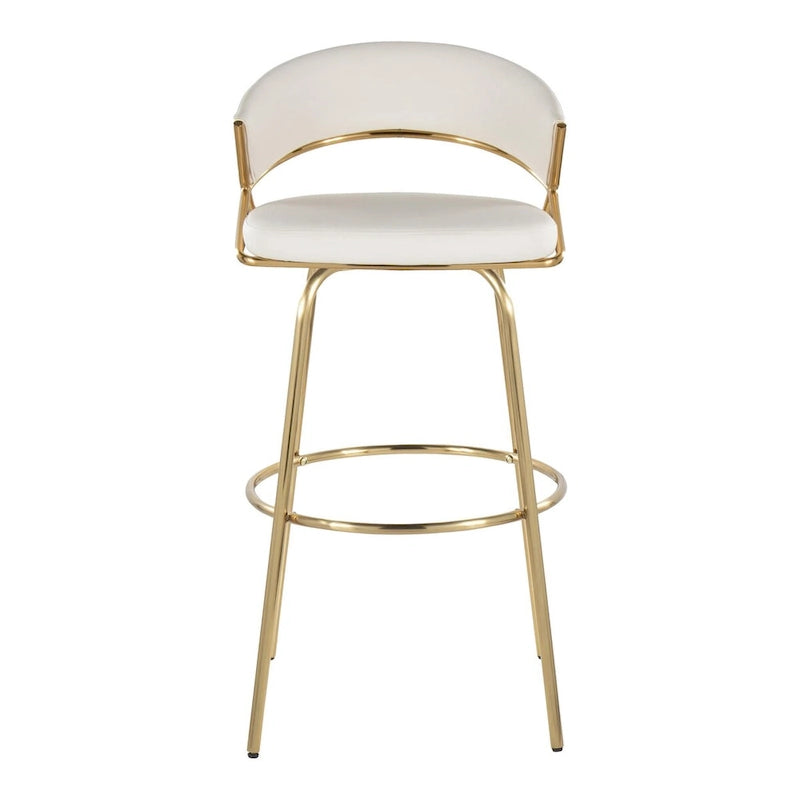 Sgabello da Bar Girevole in Similpelle, Set da 2 – Metallo Nero o Bianco & Oro o Nero