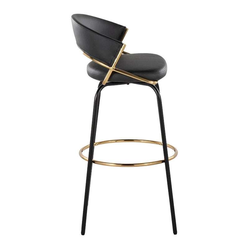 Sgabello da Bar Girevole in Similpelle, Set da 2 – Metallo Nero o Bianco & Oro o Nero