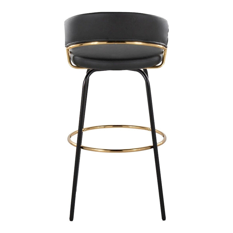 Sgabello da Bar Girevole in Similpelle, Set da 2 – Metallo Nero o Bianco & Oro o Nero