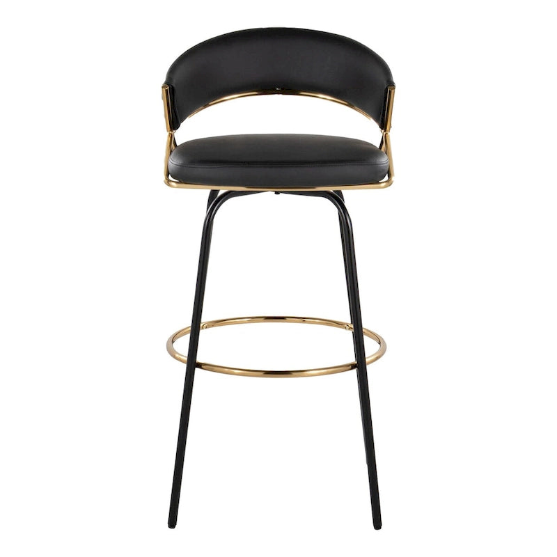 Sgabello da Bar Girevole in Similpelle, Set da 2 – Metallo Nero o Bianco & Oro o Nero