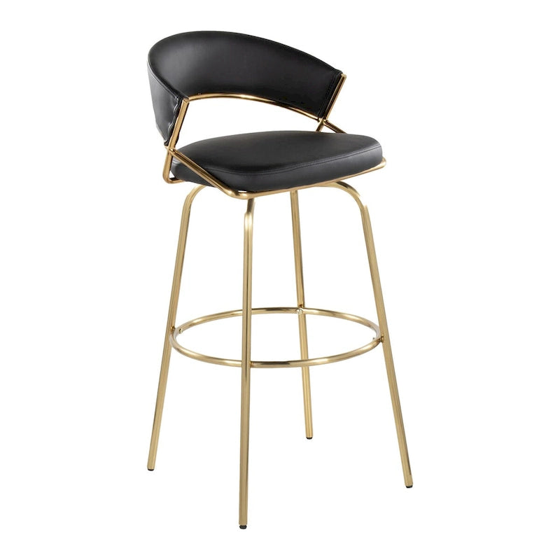Sgabello da Bar Girevole in Similpelle, Set da 2 – Metallo Nero o Bianco & Oro o Nero