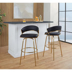 Sgabello da Bar Girevole in Similpelle, Set da 2 – Metallo Nero o Bianco & Oro o Nero