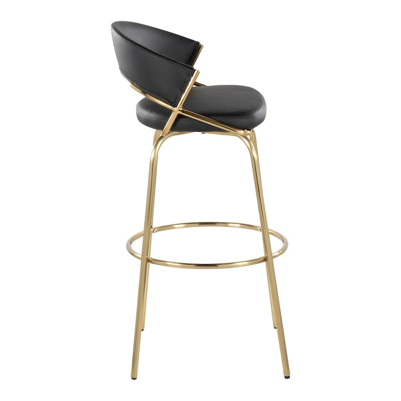 Sgabello da Bar Girevole in Similpelle, Set da 2 – Metallo Nero o Bianco & Oro o Nero