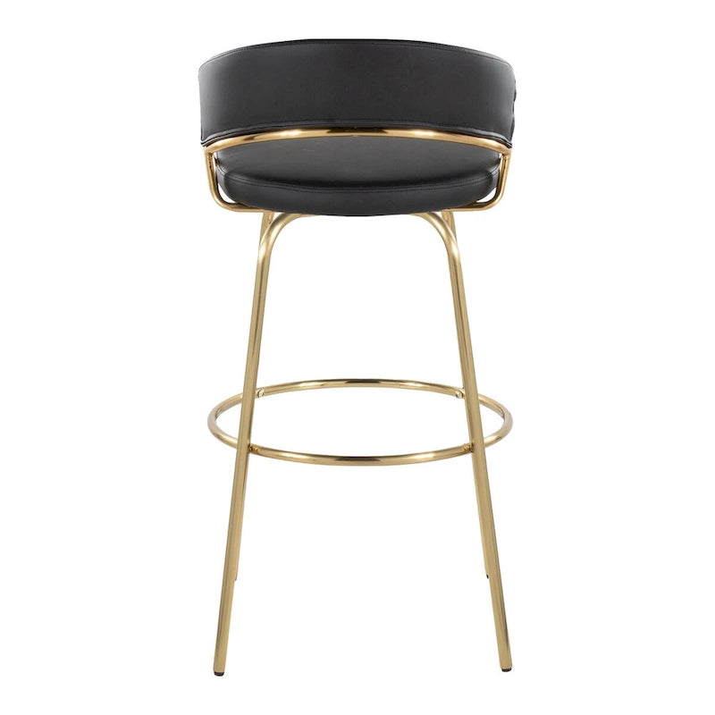Sgabello da Bar Girevole in Similpelle, Set da 2 – Metallo Nero o Bianco & Oro o Nero