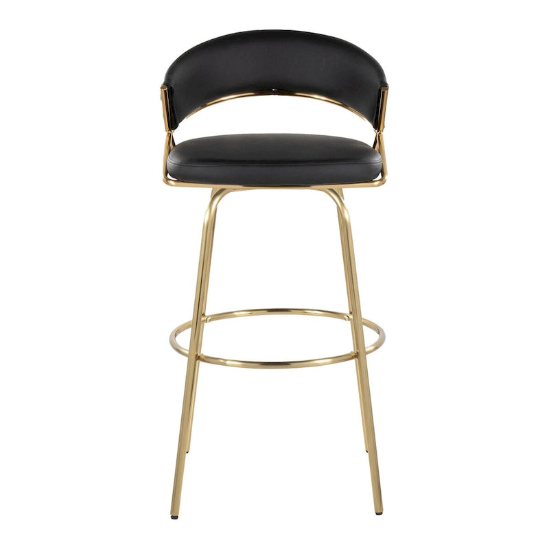 Sgabello da Bar Girevole in Similpelle, Set da 2 – Metallo Nero o Bianco & Oro o Nero