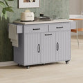 Isola da cucina su ruote Grigio / Marrone Noce / Rovere Bianco con cassetto per la spazzatura, ribalta e ruote, per 1-2 persone