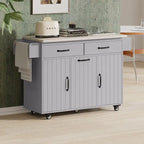 Isola da cucina su ruote Grigio / Marrone Noce / Rovere Bianco con cassetto per la spazzatura, ribalta e ruote, per 1-2 persone