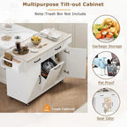Isola da cucina su ruote Grigio / Marrone Noce / Rovere Bianco con cassetto per la spazzatura, ribalta e ruote, per 1-2 persone