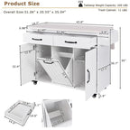 Isola da cucina su ruote Grigio / Marrone Noce / Rovere Bianco con cassetto per la spazzatura, ribalta e ruote, per 1-2 persone
