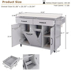 Isola da cucina su ruote Grigio / Marrone Noce / Rovere Bianco con cassetto per la spazzatura, ribalta e ruote, per 1-2 persone