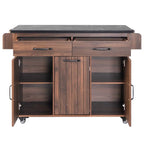 Isola da cucina su ruote Grigio / Marrone Noce / Rovere Bianco con cassetto per la spazzatura, ribalta e ruote, per 1-2 persone