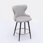 Sgabello da bar girevole arancione / grigio chiaro / grigio scuro / beige con rivestimento in Leathaire trapuntato e borchie dorate, set da 2