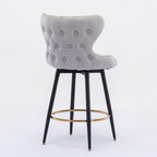Sgabello da bar girevole arancione / grigio chiaro / grigio scuro / beige con rivestimento in Leathaire trapuntato e borchie dorate, set da 2