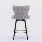 Sgabello da bar girevole arancione / grigio chiaro / grigio scuro / beige con rivestimento in Leathaire trapuntato e borchie dorate, set da 2