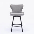 Sgabello da bar girevole arancione / grigio chiaro / grigio scuro / beige con rivestimento in Leathaire trapuntato e borchie dorate, set da 2