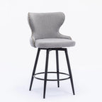 Sgabello da bar girevole arancione / grigio chiaro / grigio scuro / beige con rivestimento in Leathaire trapuntato e borchie dorate, set da 2