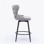 Sgabello da bar girevole arancione / grigio chiaro / grigio scuro / beige con rivestimento in Leathaire trapuntato e borchie dorate, set da 2