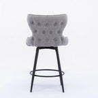 Sgabello da bar girevole arancione / grigio chiaro / grigio scuro / beige con rivestimento in Leathaire trapuntato e borchie dorate, set da 2