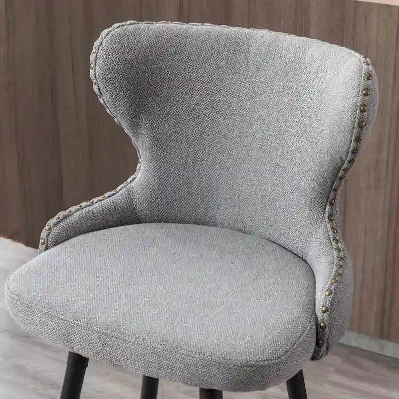 Sgabello da bar girevole arancione / grigio chiaro / grigio scuro / beige con rivestimento in Leathaire trapuntato e borchie dorate, set da 2