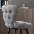 Sgabello da bar girevole arancione / grigio chiaro / grigio scuro / beige con rivestimento in Leathaire trapuntato e borchie dorate, set da 2