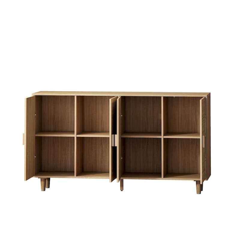 Mobile contenitore in rattan a 4 ante naturale