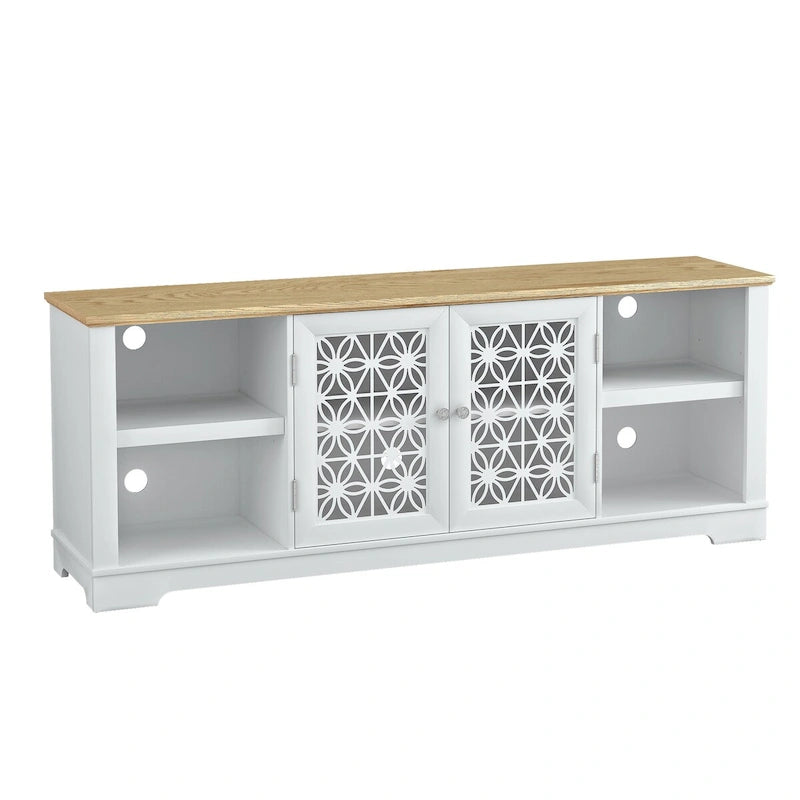 70 Inch Rustic Decorative Floral Door TV Stand for up to 80 Inch TVs