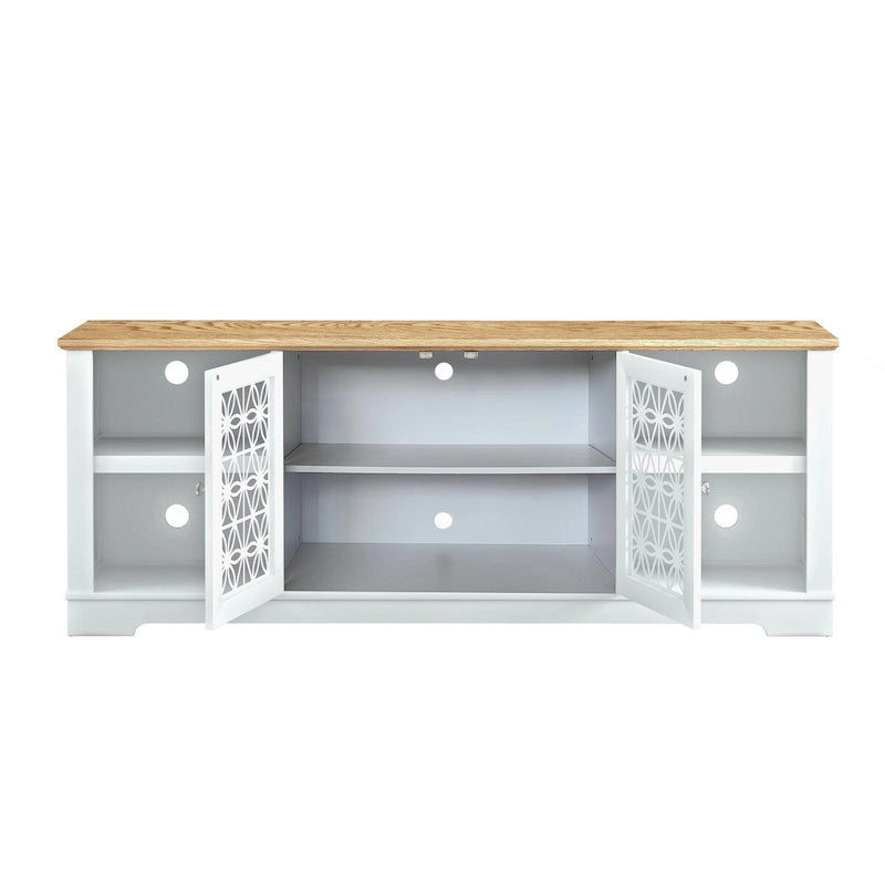 70 Inch Rustic Decorative Floral Door TV Stand for up to 80 Inch TVs