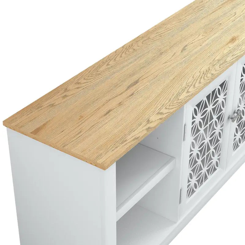 70 Inch Rustic Decorative Floral Door TV Stand for up to 80 Inch TVs