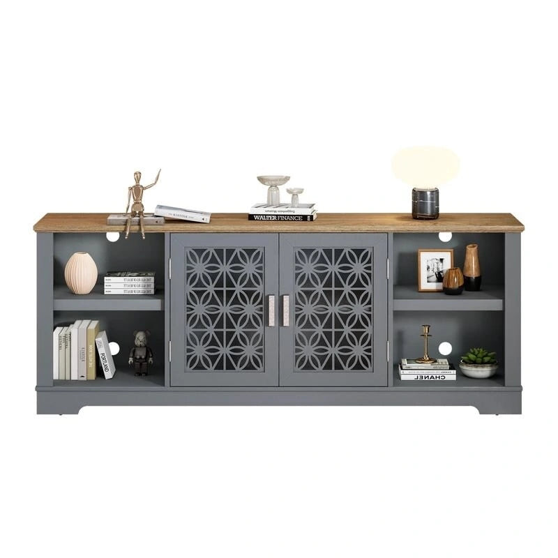 70 Inch Rustic Decorative Floral Door TV Stand for up to 80 Inch TVs