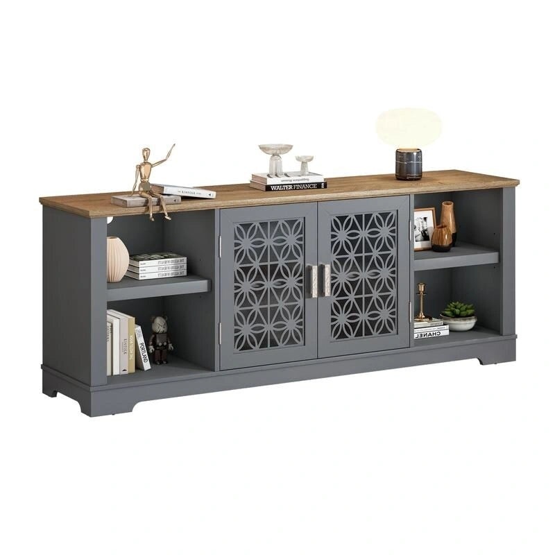 70 Inch Rustic Decorative Floral Door TV Stand for up to 80 Inch TVs