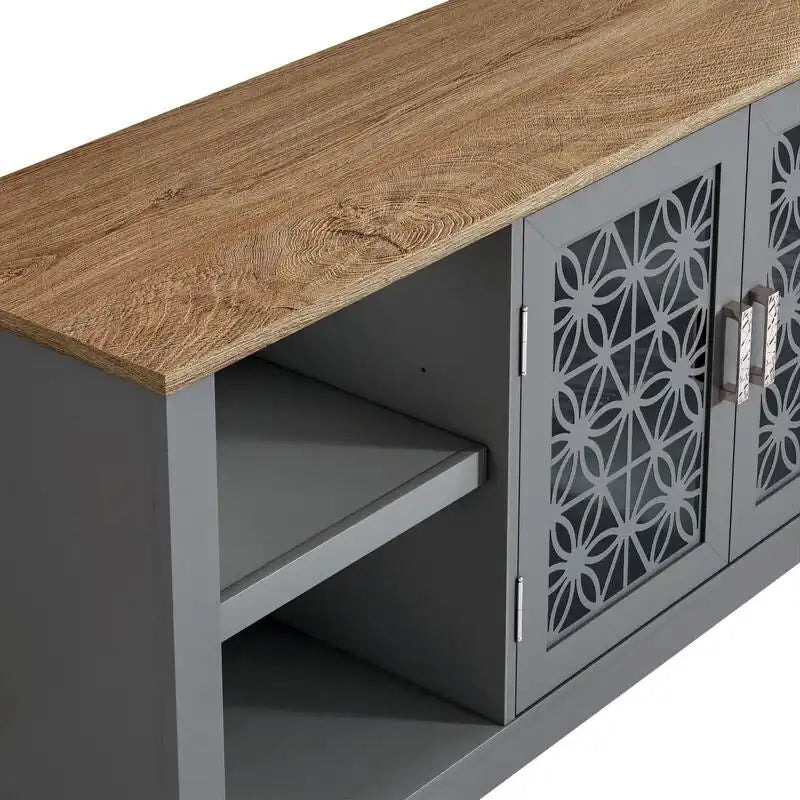 70 Inch Rustic Decorative Floral Door TV Stand for up to 80 Inch TVs
