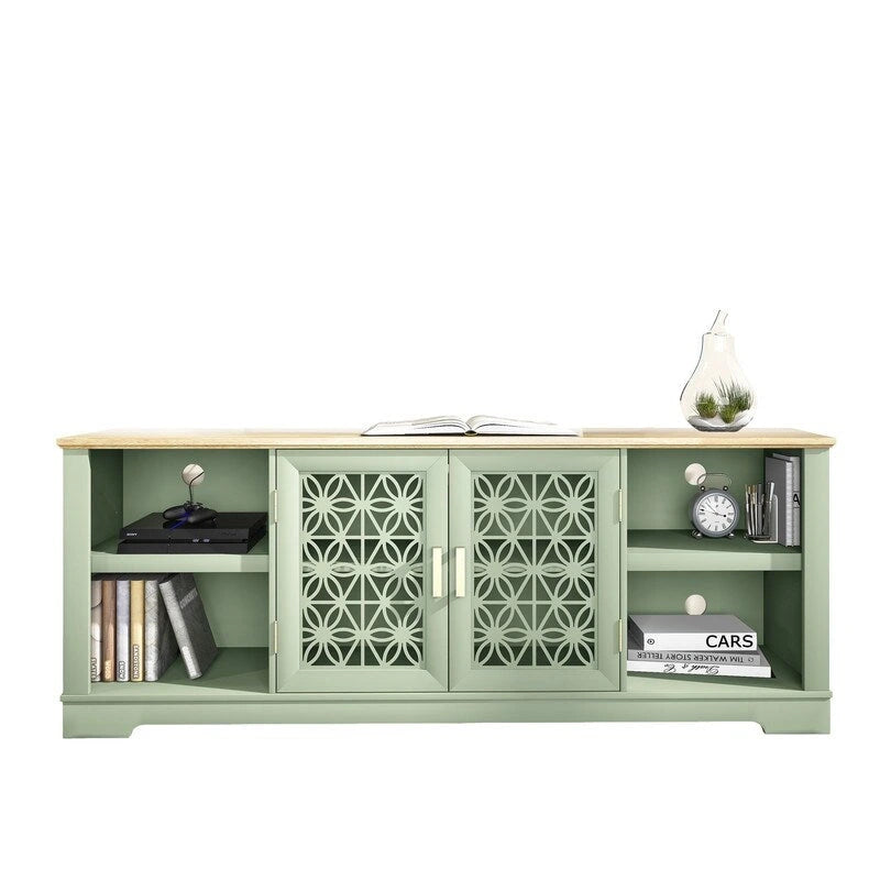 70 Inch Rustic Decorative Floral Door TV Stand for up to 80 Inch TVs