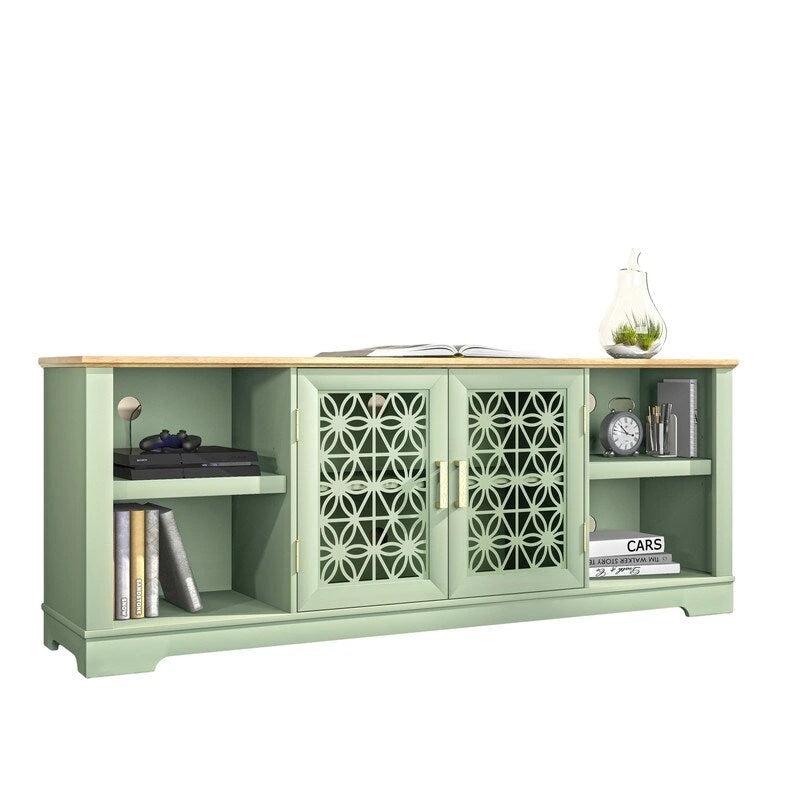 70 Inch Rustic Decorative Floral Door TV Stand for up to 80 Inch TVs