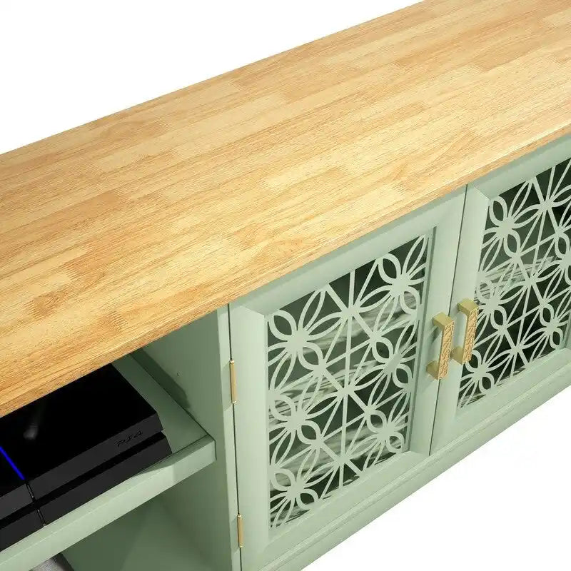 70 Inch Rustic Decorative Floral Door TV Stand for up to 80 Inch TVs