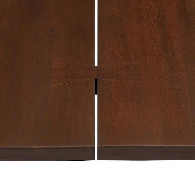 Tavolo da pranzo in legno di acacia con bordo vivo, crema/oro e nero, 10 posti a sedere