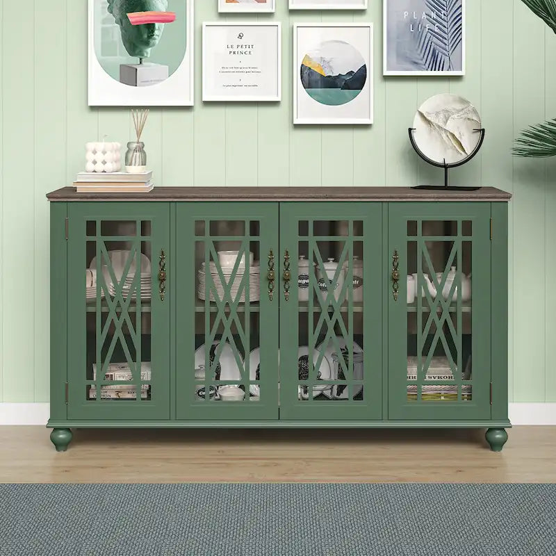 Küchenbuffet im Vintage-Stil aus Holz, Sideboard-Schrank, 63 Inch breit