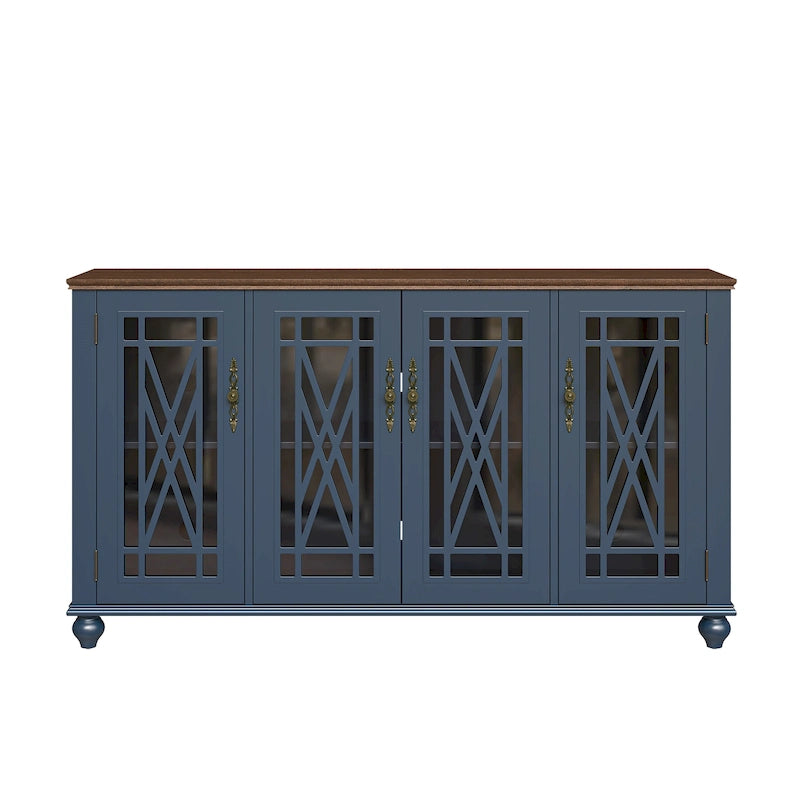 Credenza in legno in stile vintage per la cucina, mobile laterale decorativo, larga 63 pollici