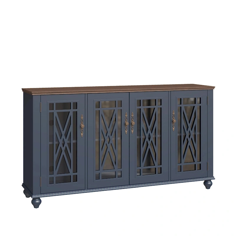 Credenza in legno in stile vintage per la cucina, mobile laterale decorativo, larga 63 pollici